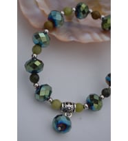 STONEAGE JEWELLERY Yeşim Taşlı ve Çek Kristalli Bileklik (Altın / Dore)