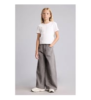 Defacto 90's Wide Leg Desenli Açık Gri Kız Çocuk Jean Pantolon I4476A8/NM18