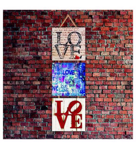Cakatablo Love Yazıları Baskılı  3-Parça MDF Tablo