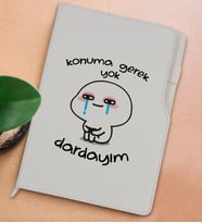 BK Gift Dardayım Tasarımlı Beyaz Termo Deri Not Defteri 15x21cm-1