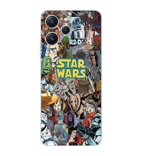 Xiaomi Redmi 12 Uyumlu Uyumlu Star Wars Kolaj Tasarımlı Şeffaf Telefon Kılıfı