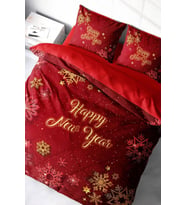 Yılbaşı Süsü Merry Christmas Çift Kişilik 3D Nevresim Takımı Pamuk Saten Kar Kristalleri