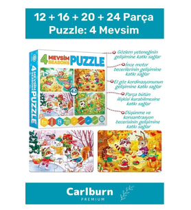Özel Üretim Zeka Geliştirici Eğitici Çocuk 12 + 16 + 20 + 24 Parça Puzzle: 4 Mevsim