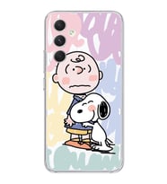 Samsung Galaxy A14 Uyumlu Snoopy ve Charlie Brown Tasarımlı Şeffaf Telefon Kılıfı