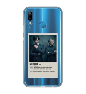 Huawei P20 Lite Uyumlu Sherlock Minimalist Poster Desenli Şeffaf Telefon Kılıfı