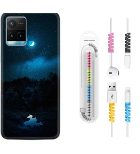 Vivo Y11S Y21S Y20 Y20S Y70 Kılıf Kablo Koruma Spiral Silikon Gece 1633