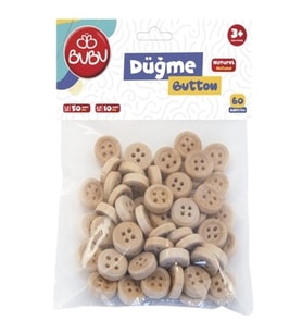 Bubu Ahşap Düğme 1,2Cm 50 Adet 2Cm 10 Adet - 2 paket