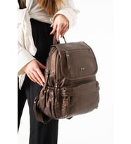 Yıkanmış Deri Sırt Çantası Bronz Model: (571-14-11M)