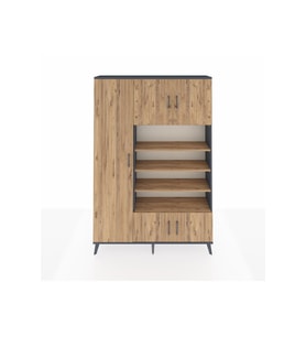 Arges Dolap 10 Raflı 5 Kapaklı 132x30x195 Antrasit-Çam/Çam