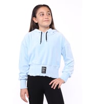 Toontoy Kız Çocuk Kapüşonlu Kadife Sweatshirt (Mavi)