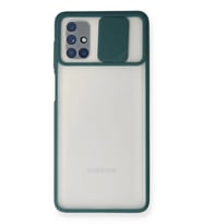 Newface Samsung Galaxy M51 Kılıf Palm Buzlu Kamera Sürgülü Silikon - Yeşil