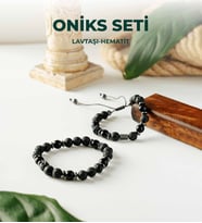 Luxtone Sertifikalı Oniks - Lavtaşı ve Hematit 2'li Bileklik Seti Erkek Takı  LX2210ST