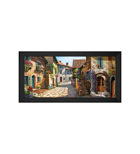 Manzara Temalı Kanvas Tablo 80 x 110 cm Siyah Çerçeve