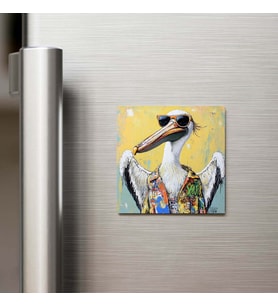 Pelican - Pelikan - Güneş Gözlüklü Style - Buzdolap Magneti - 9x9 Cm