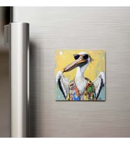 Pelican - Pelikan - Güneş Gözlüklü Style - Buzdolap Magneti - 9x9 Cm