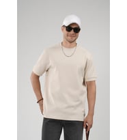 Regular Kalıp Çımalı Kol Manşetli Düz Basic Tişört