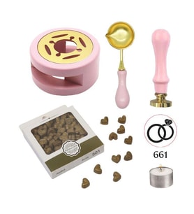 Davetiye Mum Mühürü Uygulama Seti Pembe Renk 661 Yüzükler