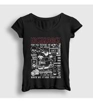 Presmono Kadın Siyah Hard Rock Nickelback T-Shirt 537943tt