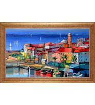 Çerçeveli Paspartulu Manzara Tablo bm1095 (Gold)