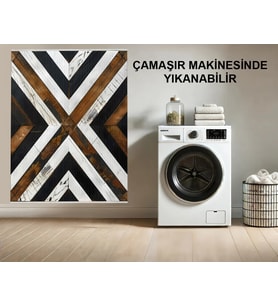 Makine Kaymaz Yıkanabilir Beyaz Geometrik Salon Halısı Mutfak Halısı Koridor Halısı Yolluk 9663