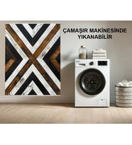 Makine Kaymaz Yıkanabilir Beyaz Geometrik Salon Halısı Mutfak Halısı Koridor Halısı Yolluk 9663
