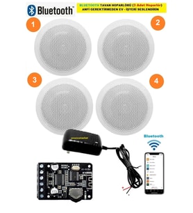 Tavan Hoparlör Seti Bluetooth Özellikli (4 Tavan Hoparlör) Anfi Kullanmadan Ev-Işyerini Seslendirin