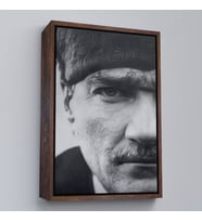 Çerçeveli Atatürk Portre Tablosu Mustafa Kemal Atatürk Dikdörtgen Dekoratif Kanvas Tablo (Kahverengi)