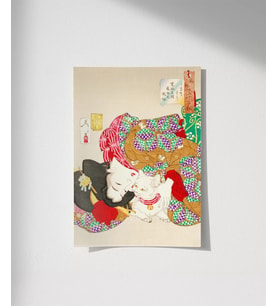 Çerçevesiz Poster Kedi ve Geisha