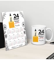 BK Gift Kişiye Özel İsimli Öğretmenler Günü Tasarımlı Kupa Bardak ve Masaüstü 2024 Takvim Hediye Seti - 10, Öğretmene Hediye, Öğretmenler Günü