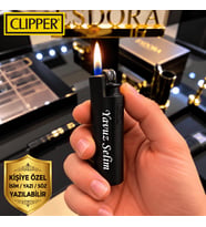 Kişiye Özel İsimli Siyah-GÜMÜŞ Clipper Çakmak İsme Özel Hediye (HEDİYE KUTUSU İLE GÖNDERİLİR)