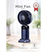 Torima Şarjlı Masaüstü Vantilatör Dijital Göstergeli 90 Derece Katlanabilir Mini Fan F19 Lacivert