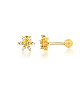 Taşlı Gümüş Piercing (Rose Gold Altın)