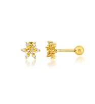 Taşlı Gümüş Piercing (Rose Gold Altın)
