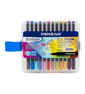 Fineliner Kalem 24 Renk Plastik Kutu 0.4mm Keçe Uçlu Kalem 1 Paket Pensan Fineliner 6500HP 0.4mm Keçe Uçlu Kalem (Karışık)