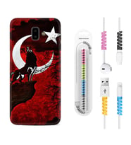 Samsung J6 Plus J7 Prime J7 Pro M20 Kılıf Kablo Koruma Spiral Silikon Wolf and Moon 2 1381