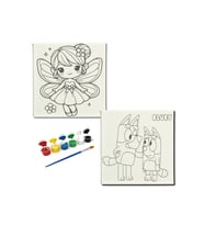 Okul Etkinliği-2'li Tuval Boyama Seti. 20x20 Cm Uv Baskı 6 Akrilik Boya 1 Fırça-model-216
