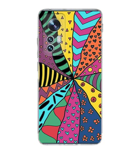 PrintiFy Xiaomi Mi 12 Lite ile Uyumlu 1mm Slim Fit Retro Renkler 4 Baskılı Şeffaf  Kılıf