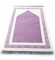 Hediyelik Çift Taraf Seccade Lila Krem 70x130 cm - 450 gr