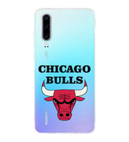 Huawei P30 Uyumlu Kamera korumalı Kapak Chicago Bulls Tasarımlı  Şeffaf Kılıf