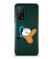 Xiaomi Mi 10T Pro Soft Premier Kapak Donald Duck-E Tasarımlı Silikon Kılıf - Yeşil (Şeffaf)