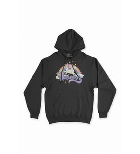 Unicorn Tasarımlı Siyah Sweatshirt Hoodie