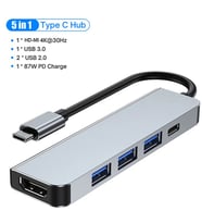 5in1 Type-c to USB Hub 5 Port Çoklayıcı Laptop Macbook Air için Uyumlu Çoğaltıcı USB 3.0/HDMI/TYPE-C
