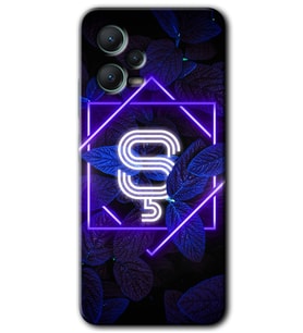 Redmi Note 12 5G Kılıf HD Desen Baskılı Kılıf - Dark Neon Yaprak Ş Harfi