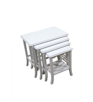 Zigon Sehpa 14608 Klasik Model Ahşap Kayın Parlak Beyaz Lake Renk 4lü El Yapım