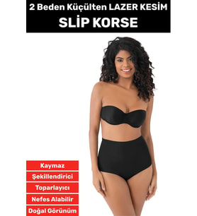 İz İç Göstermez Kaymaz Sıkılaştırıcı Toparlayıcı Vücut Şekillendirici LAZER KESİM Slip Korse (Siyah)
