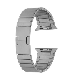 Apple Watch 7 45mm Uyumlu Kordon Paslanmaz Çelik Luxury Zore KRD-82 Kayış (Gri)