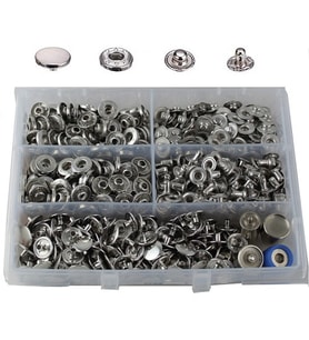 İşkur Makina Metal Nikel Paslanmaz 15 mm Çıt Çıt Düğme ve Çakım Kalıbı 200 Set