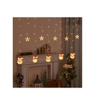 5 Yıldız 5 Noel Baba Figürlü Sarkıt Led Işık 3 Metre Sarkıt Led Işık (Sarı)