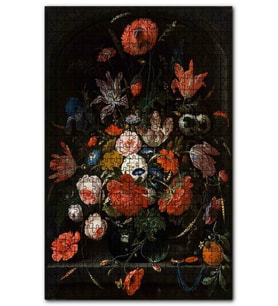 Cakapuzzle Karışık Renkli Çiçekler Siyah Arkaplan Puzzle Yapboz MDF (Ahşap) (120 Parça)