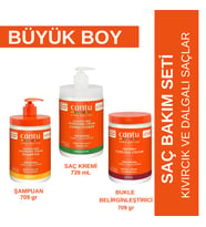 Cantu Büyük Boy Saç Bakım Seti- Şampuan+ Saç Kremi+ Bukle Belirginleştirici - Kıvırcık, Dalgalı Saçlar